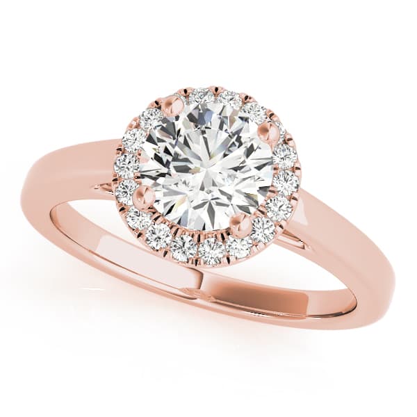 Round Halo Engagement Ring, style 51106, Front view in rose gold