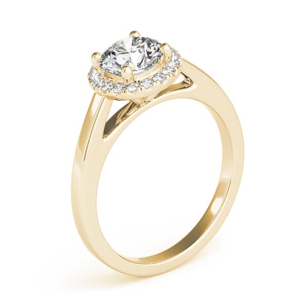 Round Halo Engagement Ring, style 51106, Angle view in yellow gold
