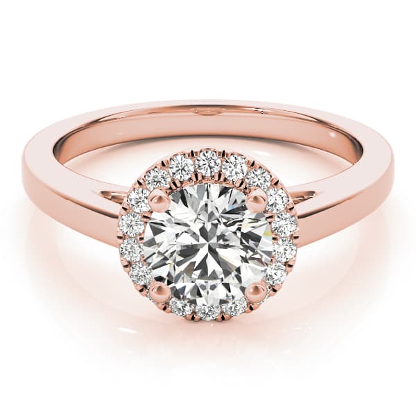 Round Halo Engagement Ring, style 51106, On hand view in rose gold