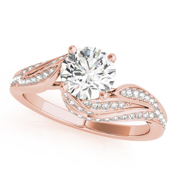 Bypass Swirled Round Engagement Ring, style 51107, Front view in rose gold