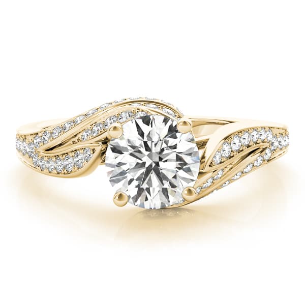Bypass Swirled Round Engagement Ring, style 51107, Angle view in yellow gold