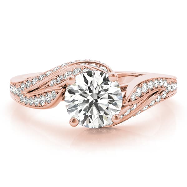 Bypass Swirled Round Engagement Ring, style 51107, Angle view in rose gold