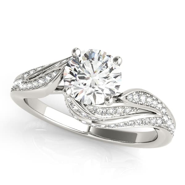 Bypass Swirled Round Engagement Ring — style 51107 in 10k White Gold