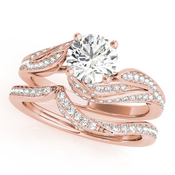 Bypass Swirled Round Engagement Ring, style 51107, On hand view in rose gold