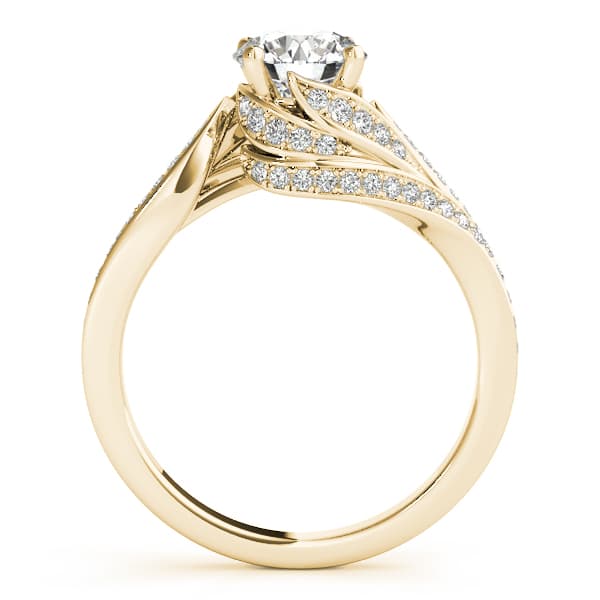 Bypass Swirled Round Engagement Ring, style 51107, Side view in yellow gold