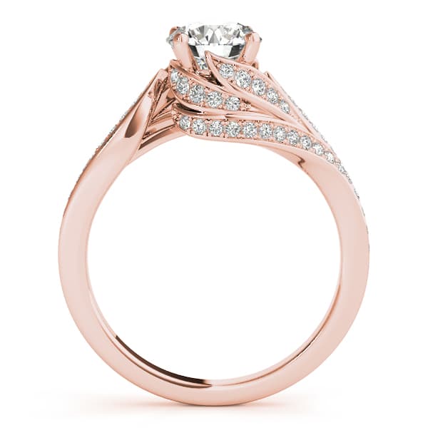 Bypass Swirled Round Engagement Ring, style 51107, Side view in rose gold