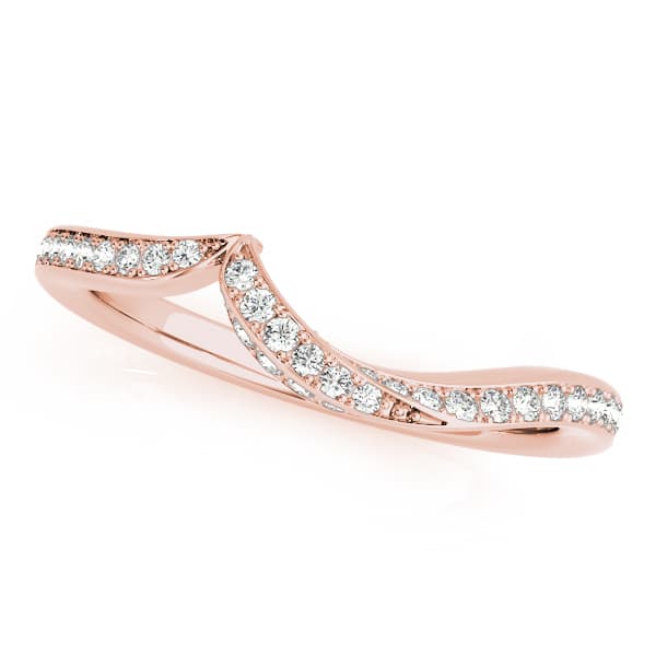 Curved Wedding Band (1/4 ct. tw.), Front view in rose gold