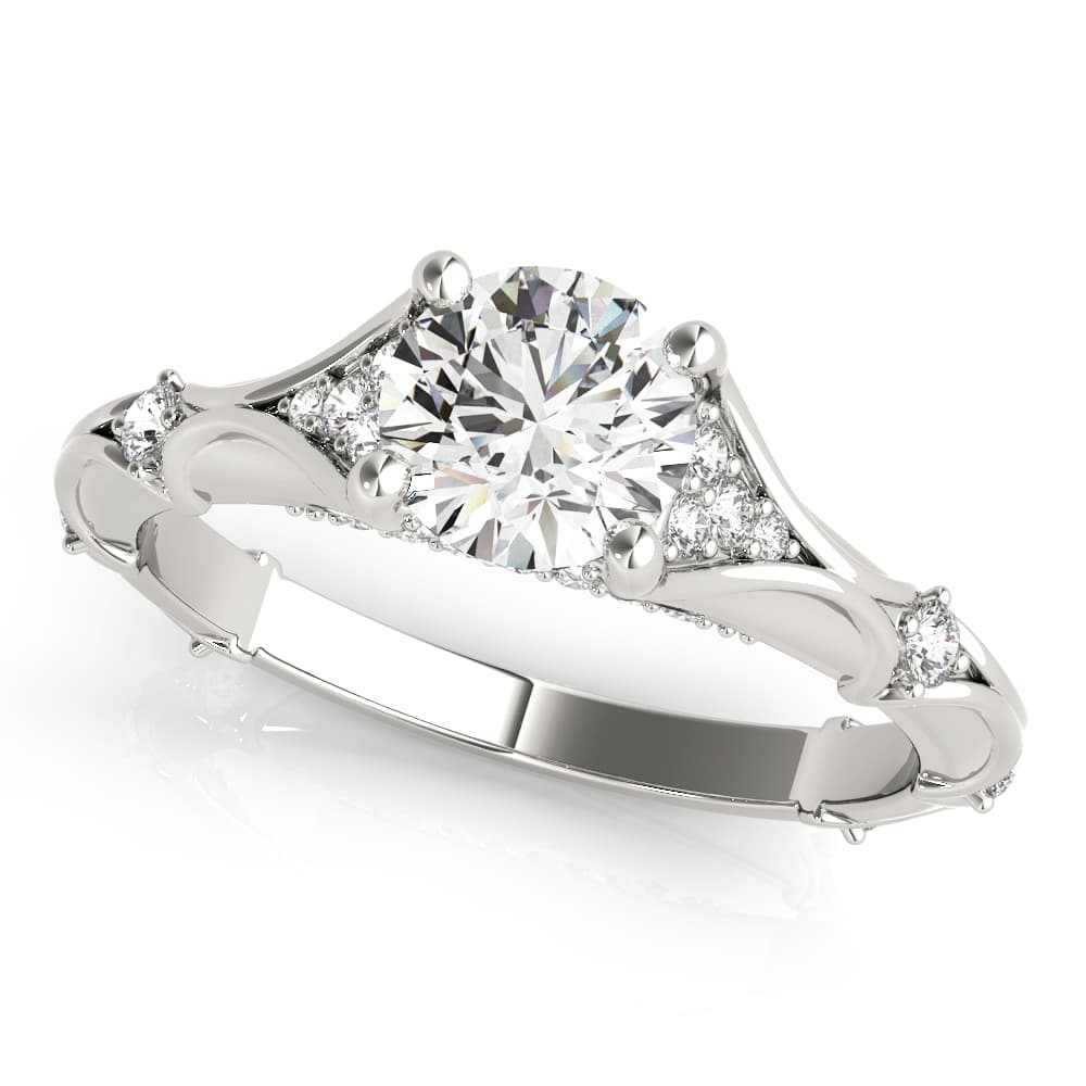 Vintage Hidden Halo Cluster Sides Engagement Ring — style 51108 in 10k White Gold