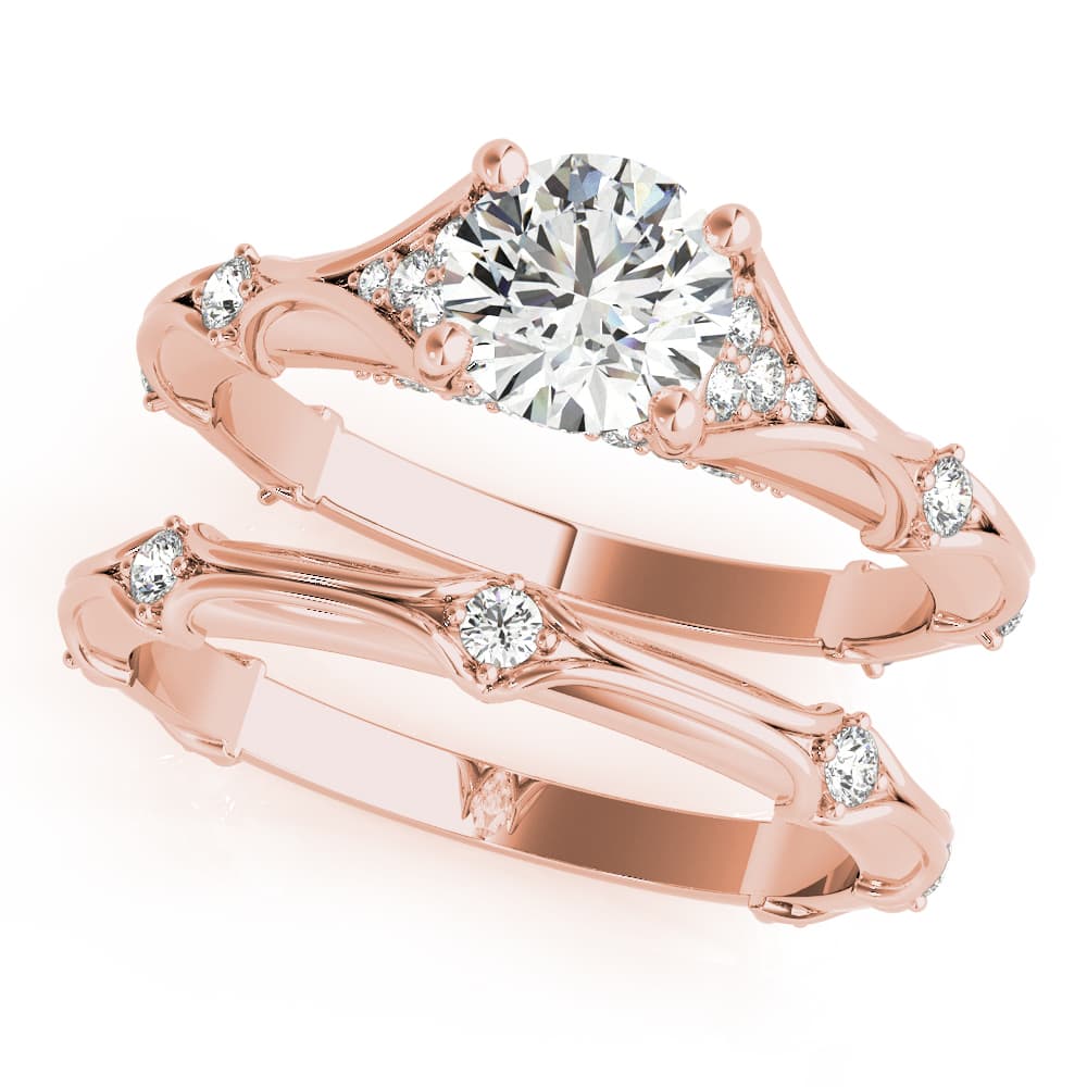 Vintage Hidden Halo Cluster Sides Engagement Ring, style 51108, On hand view in rose gold