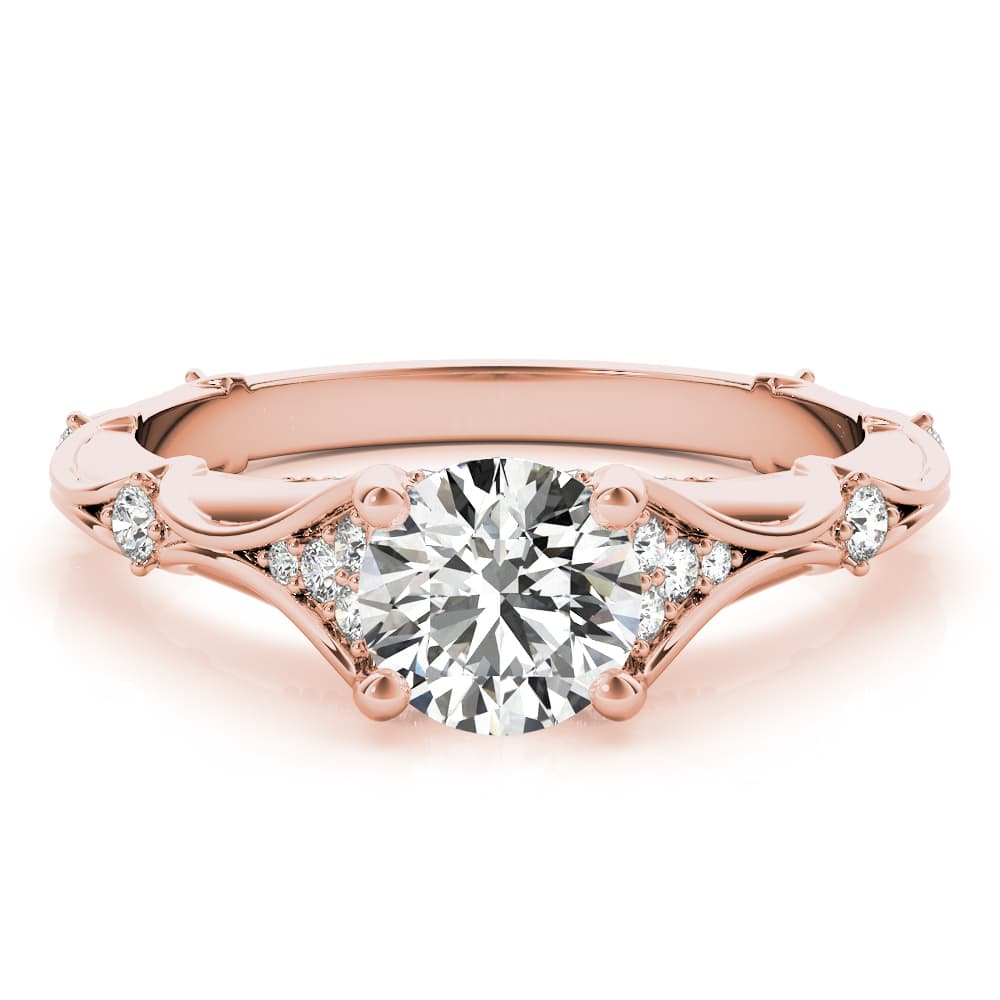 Vintage Hidden Halo Cluster Sides Engagement Ring, style 51108, Top view in rose gold