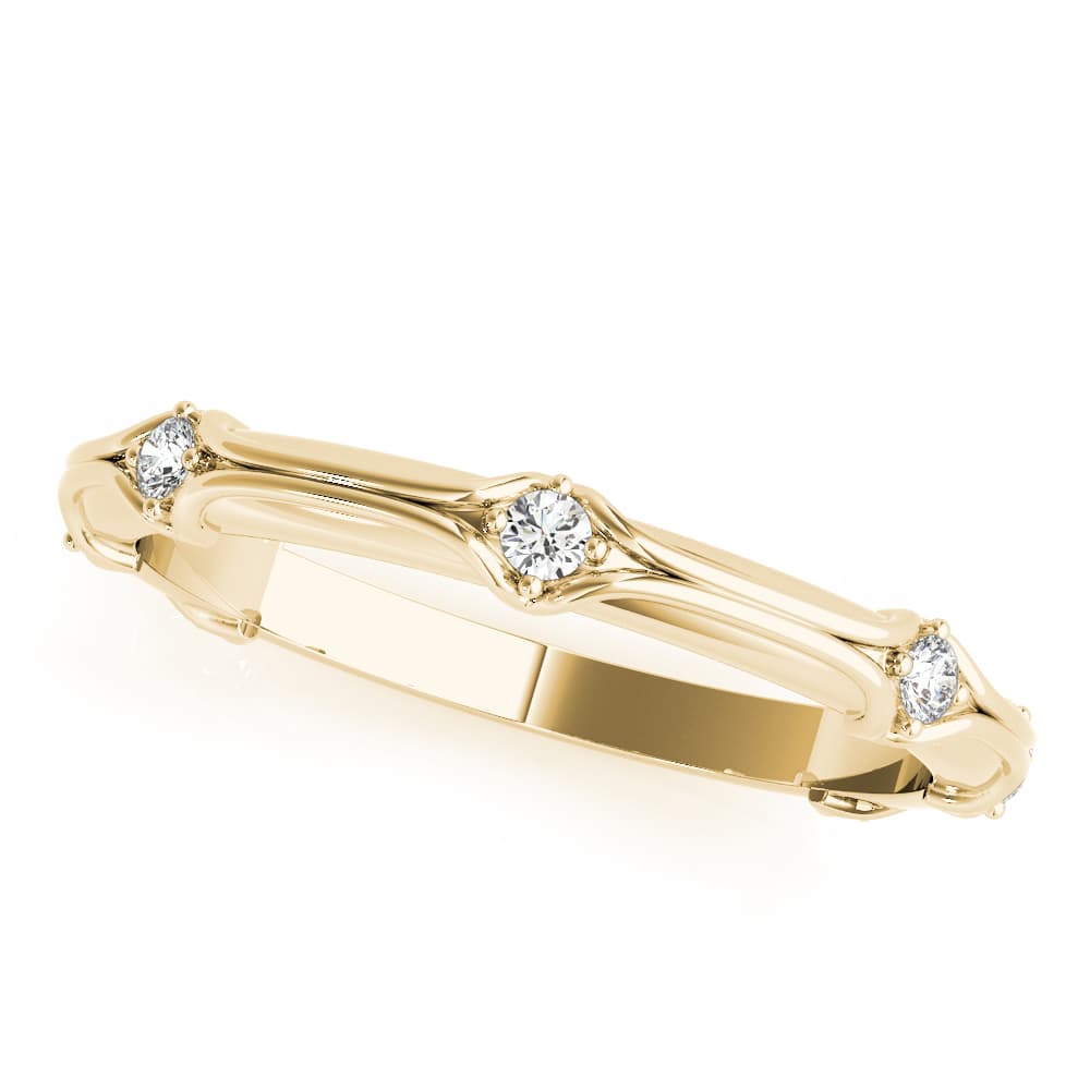 Stackable Accented Filigree Band (1/8 ct. tw.), Front view in yellow gold