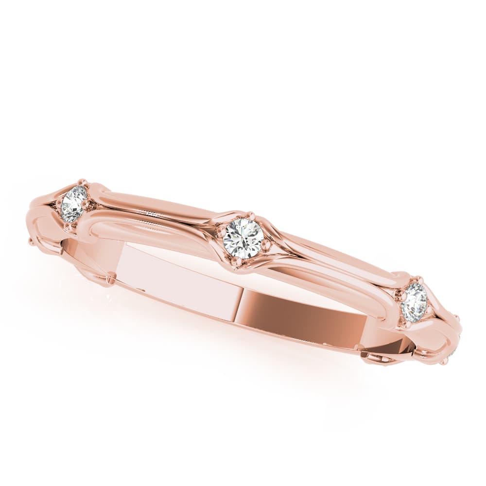 Stackable Accented Filigree Band (1/8 ct. tw.), Front view in rose gold