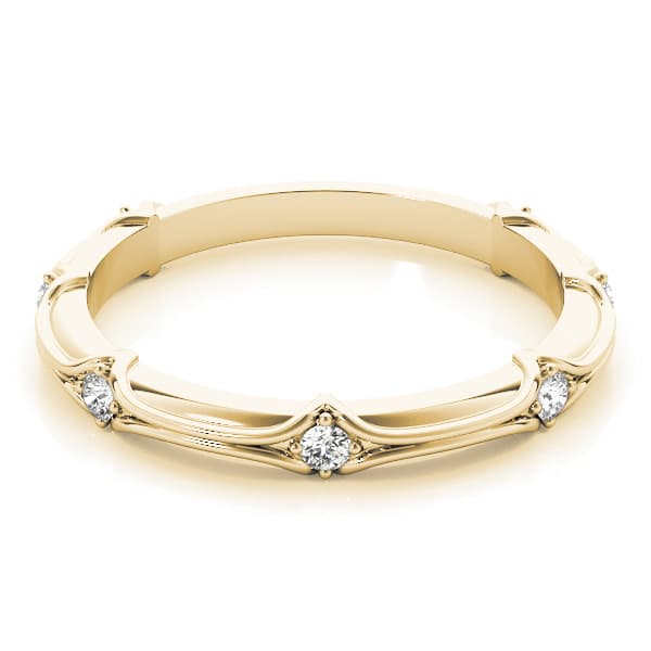 Stackable Accented Filigree Band (1/8 ct. tw.), On hand view in yellow gold
