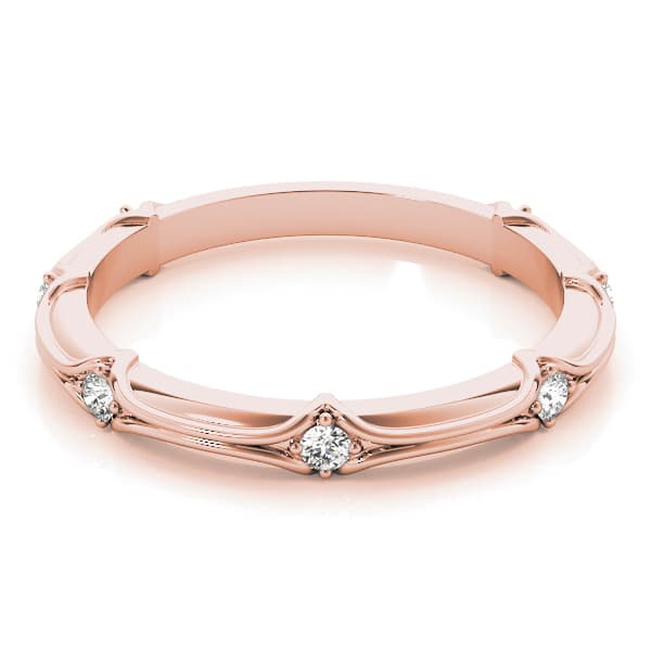 Stackable Accented Filigree Band (1/8 ct. tw.), On hand view in rose gold
