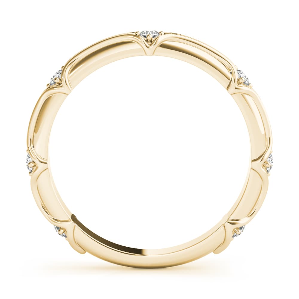 Stackable Accented Filigree Band (1/8 ct. tw.), Side view in yellow gold