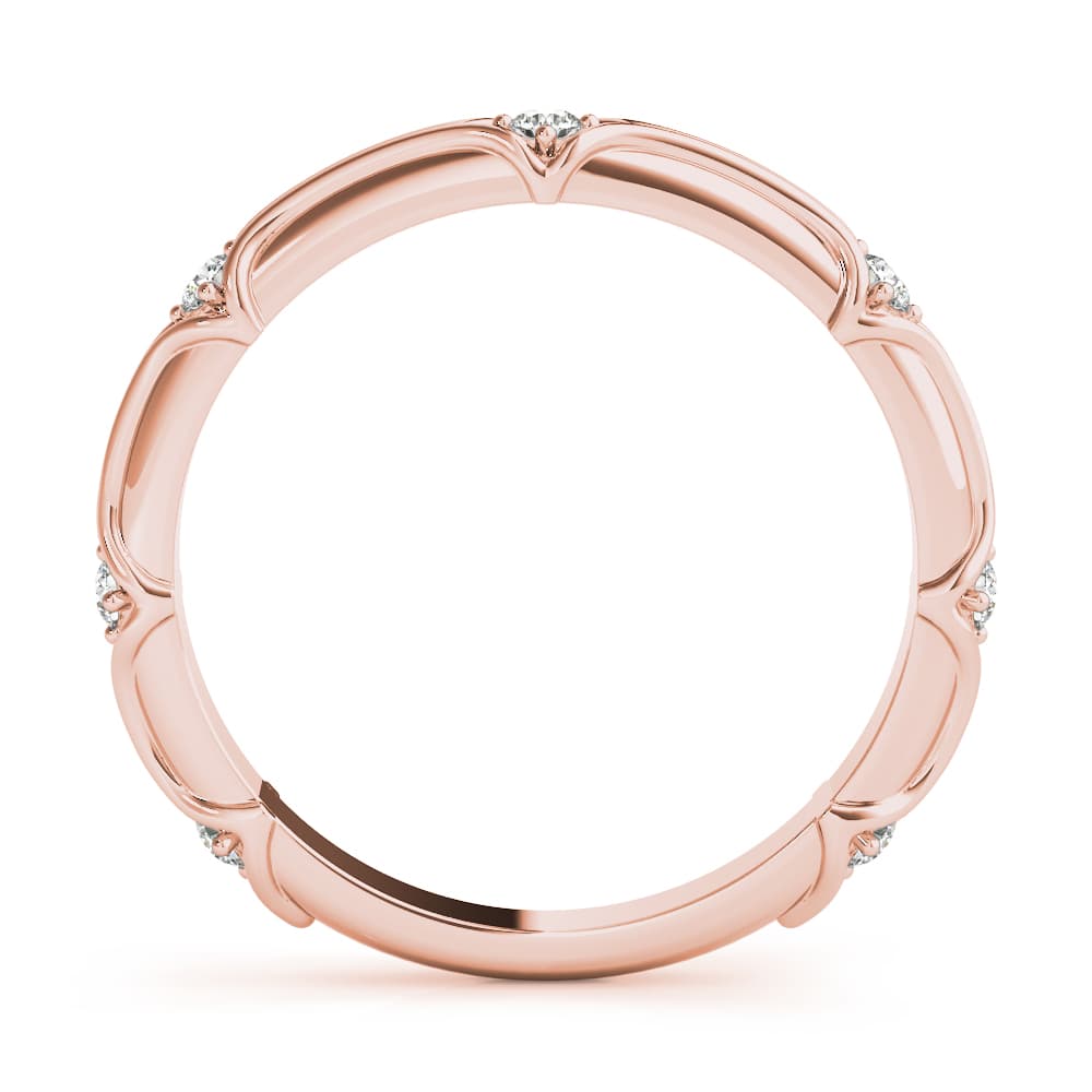 Stackable Accented Filigree Band (1/8 ct. tw.), Side view in rose gold