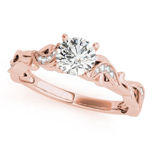 Engagement Ring With Twisted Shank, style 51109, Front view in rose gold