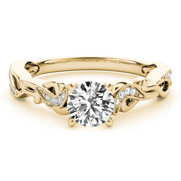 Engagement Ring With Twisted Shank, style 51109, Angle view in yellow gold