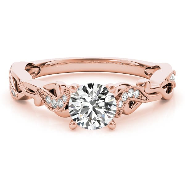 Engagement Ring With Twisted Shank, style 51109, Angle view in rose gold
