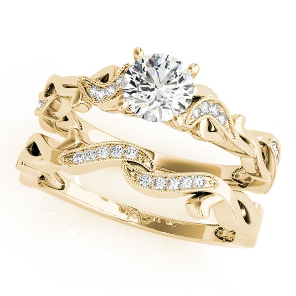 Engagement Ring With Twisted Shank, style 51109, On hand view in yellow gold