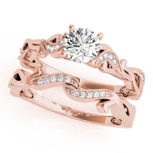 Engagement Ring With Twisted Shank, style 51109, On hand view in rose gold