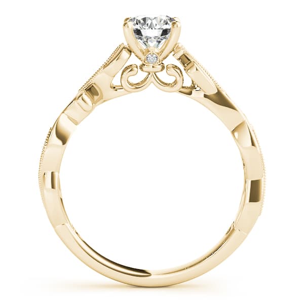 Engagement Ring With Twisted Shank, style 51109, Side view in yellow gold