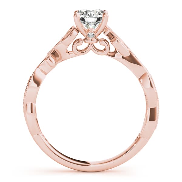 Engagement Ring With Twisted Shank, style 51109, Side view in rose gold