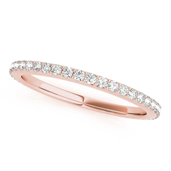 3/4 Shared Prong Wedding Band (1/4 ct. tw.), Front view in rose gold