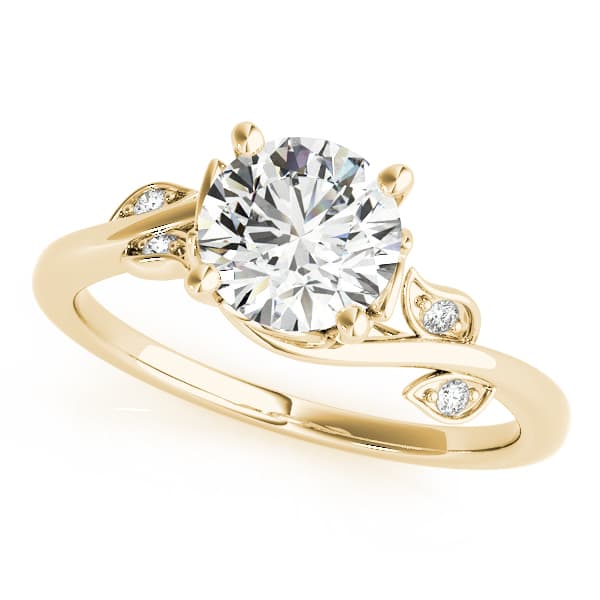 Floral Bypass Engagement Ring, style 51111, Front view in yellow gold