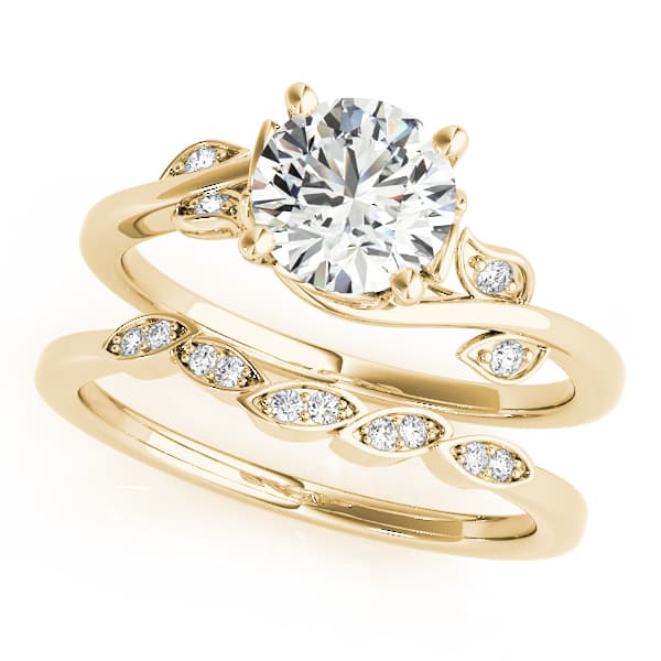 Floral Bypass Engagement Ring, style 51111, On hand view in yellow gold