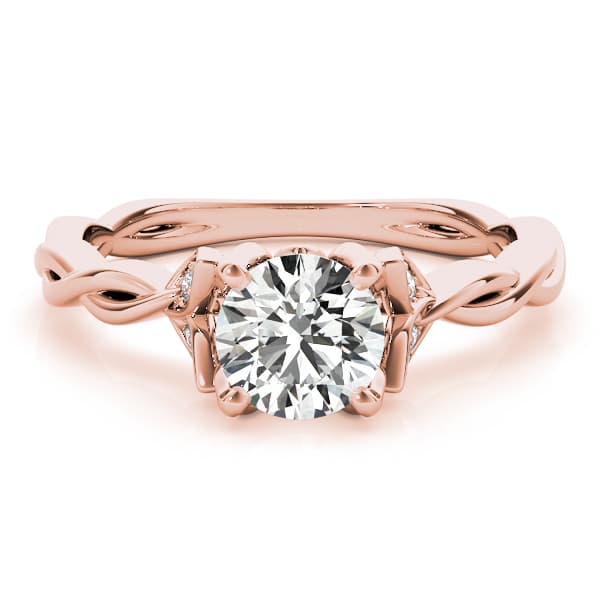 Round Twisting Engagement Ring, style 51112, Angle view in rose gold