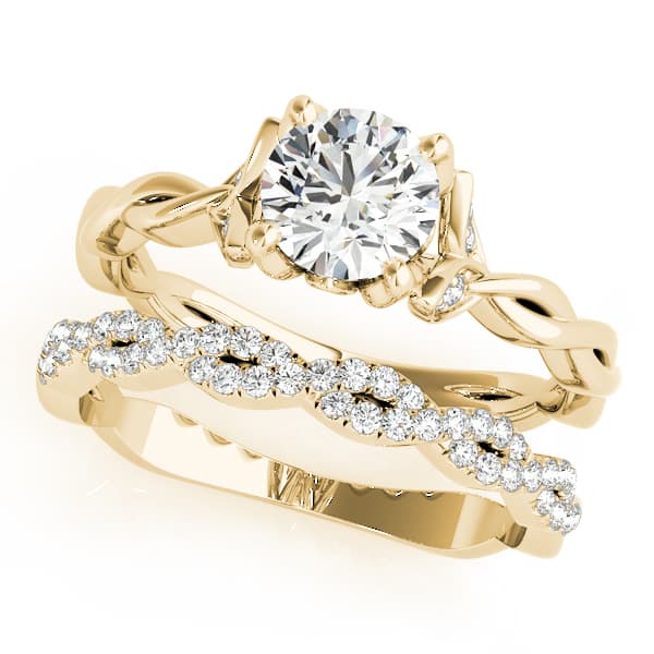 Round Twisting Engagement Ring, style 51112, On hand view in yellow gold