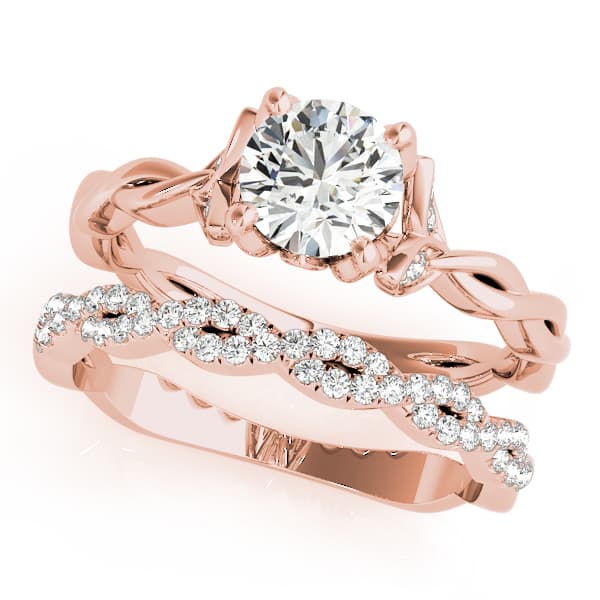 Round Twisting Engagement Ring, style 51112, On hand view in rose gold