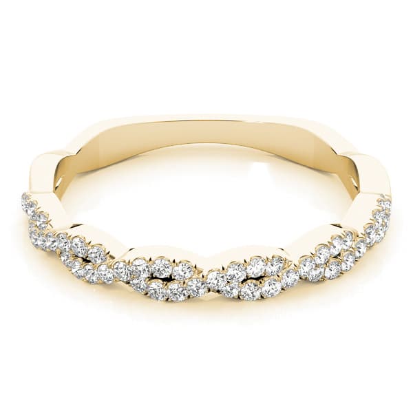Twisting Diamond Wedding Band (1/4 ct. tw.), On hand view in yellow gold