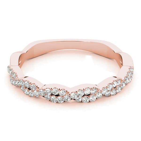 Twisting Diamond Wedding Band (1/4 ct. tw.), On hand view in rose gold