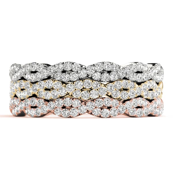 Twisting Diamond Wedding Band (1/4 ct. tw.), Top view in white gold or platinum
