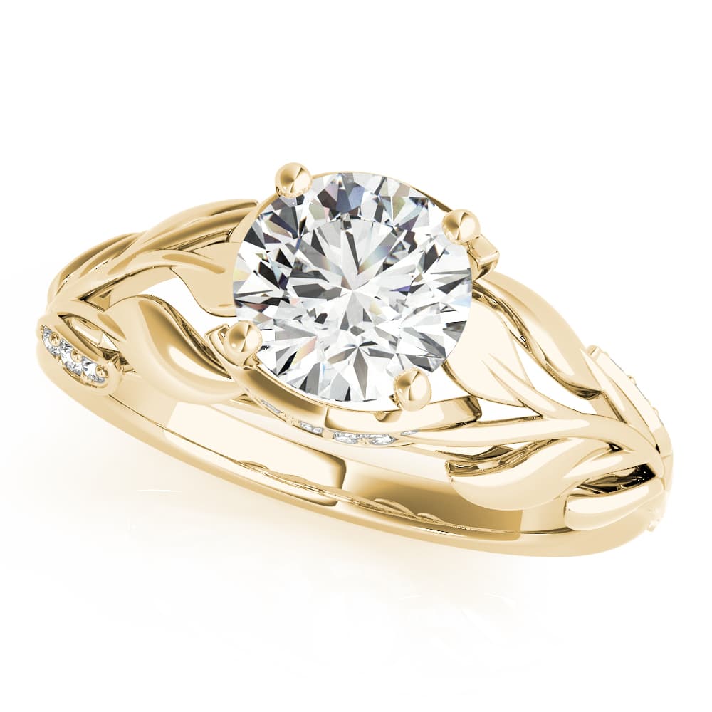 Nature Inspired Floral Leaves Engagement Ring, style 51113, Front view in yellow gold