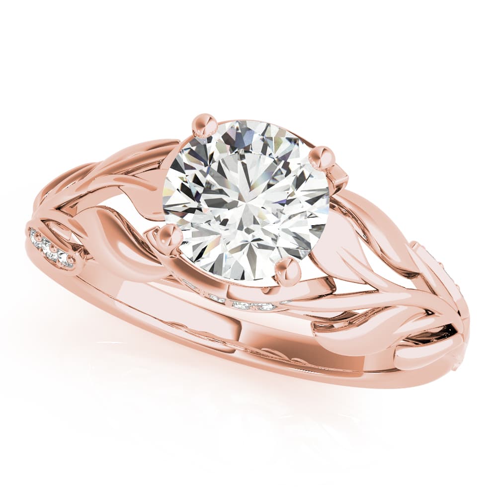 Nature Inspired Floral Leaves Engagement Ring, style 51113, Front view in rose gold