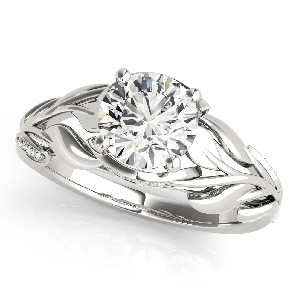 Nature Inspired Floral Leaves Engagement Ring — style 51113 in 10k White Gold