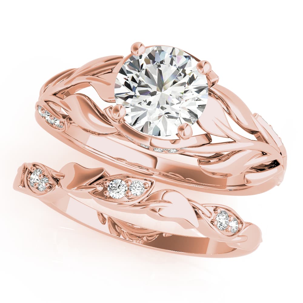 Nature Inspired Floral Leaves Engagement Ring, style 51113, On hand view in rose gold
