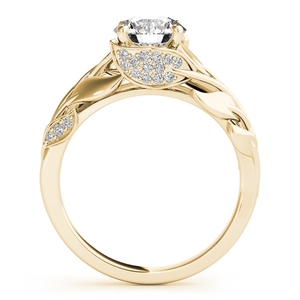 Nature Inspired Floral Leaves Engagement Ring, style 51113, Side view in yellow gold