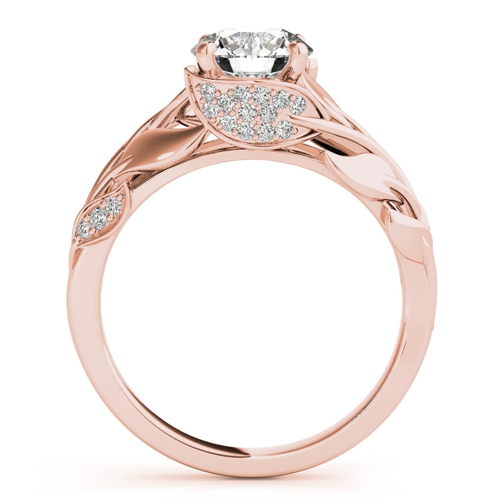 Nature Inspired Floral Leaves Engagement Ring, style 51113, Side view in rose gold