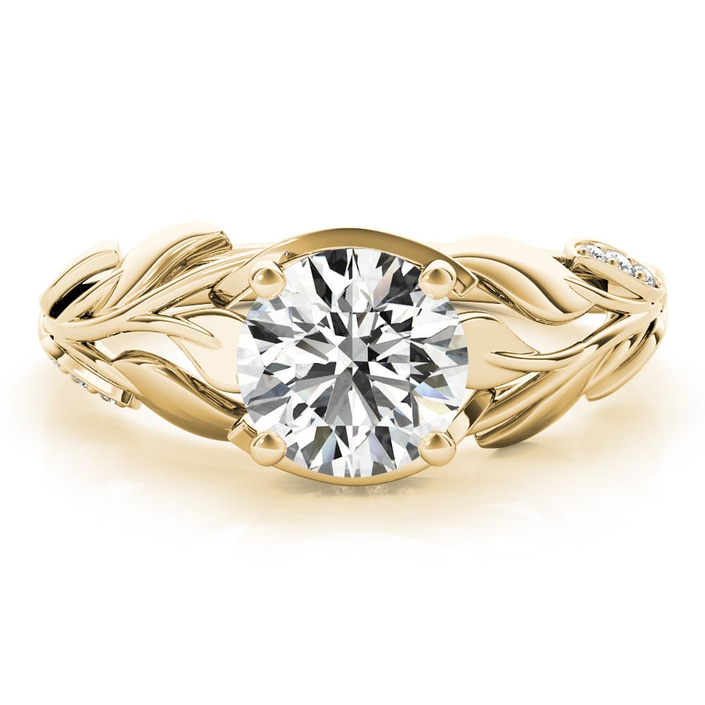Nature Inspired Floral Leaves Engagement Ring, style 51113, Top view in yellow gold