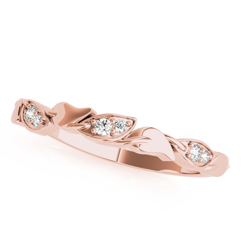 Nature Inspired Stackable Wedding Band (0.03 ct. tw.), Front view in rose gold