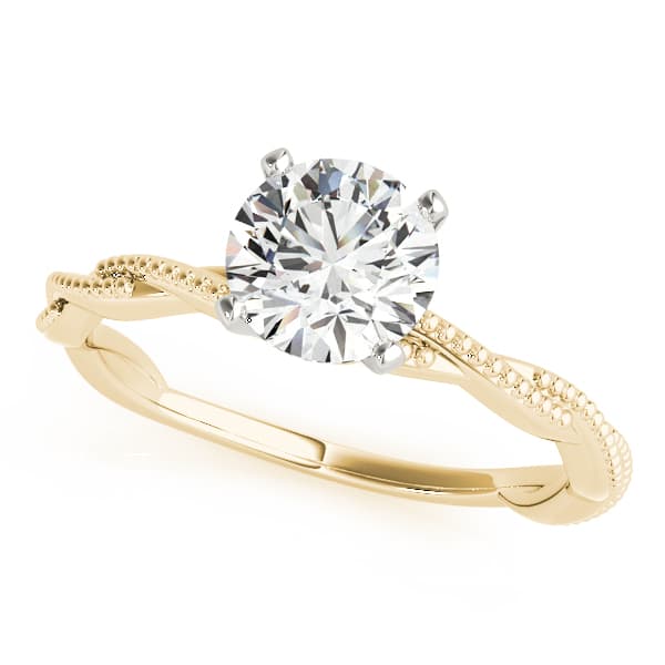 Twisting Milgrain Engagement Ring in Yellow gold