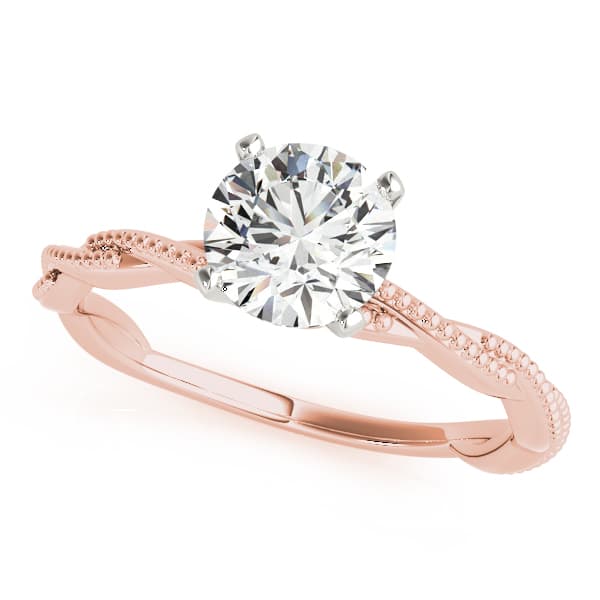 Twisting Milgrain Engagement Ring in Rose gold