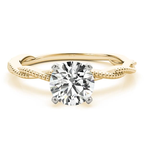 Twisting Milgrain Engagement Ring, style 51114, Angle view in yellow gold