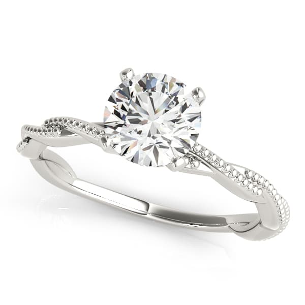Twisting Milgrain Engagement Ring in White gold