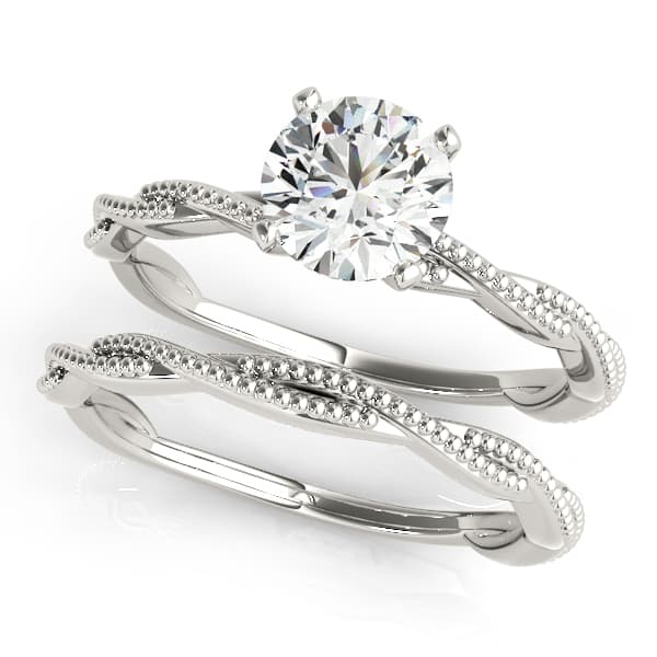 Twisting Milgrain Engagement Ring, style 51114, On hand view in white gold or platinum