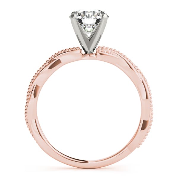 Twisting Milgrain Engagement Ring, style 51114, Side view in rose gold